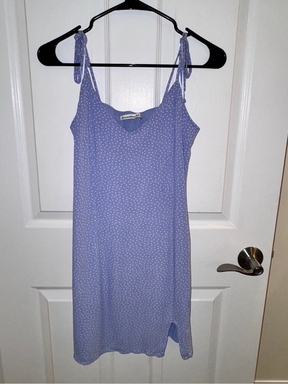 Abercrombie & Fitch Light Blue Polka Dot Tie-Strap Slip Mini Dress- worn once!